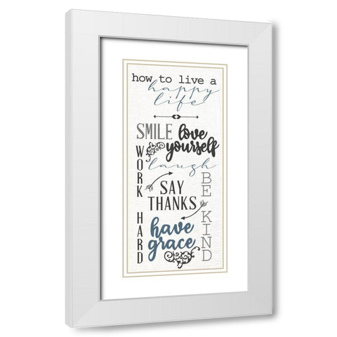 Happy Life White Modern Wood Framed Art Print with Double Matting by Allen, Kimberly