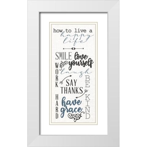 Happy Life White Modern Wood Framed Art Print with Double Matting by Allen, Kimberly