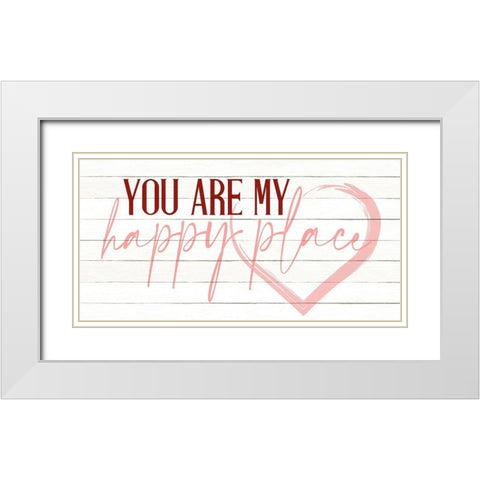 Happy Place White Modern Wood Framed Art Print with Double Matting by Allen, Kimberly