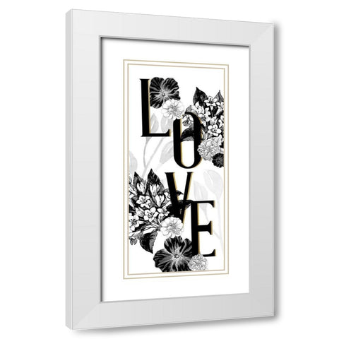 Love Floral White Modern Wood Framed Art Print with Double Matting by Allen, Kimberly