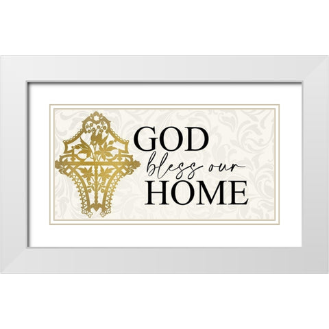 Bless our Home White Modern Wood Framed Art Print with Double Matting by Allen, Kimberly