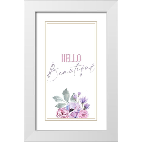 Hello Beautiful 1 White Modern Wood Framed Art Print with Double Matting by Allen, Kimberly