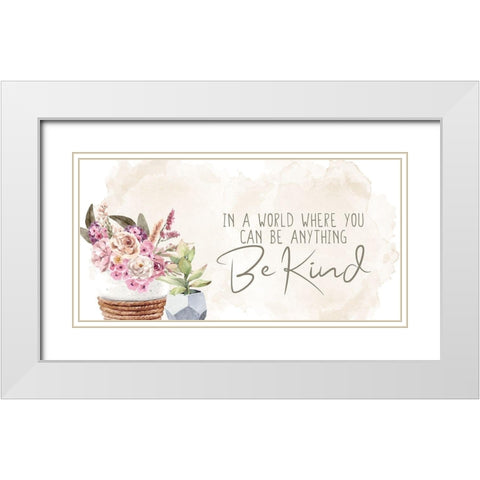 Be Kind White Modern Wood Framed Art Print with Double Matting by Allen, Kimberly