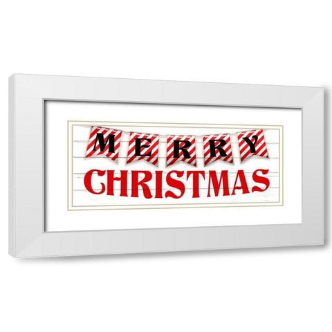 Merry Christmas Canes White Modern Wood Framed Art Print with Double Matting by Allen, Kimberly