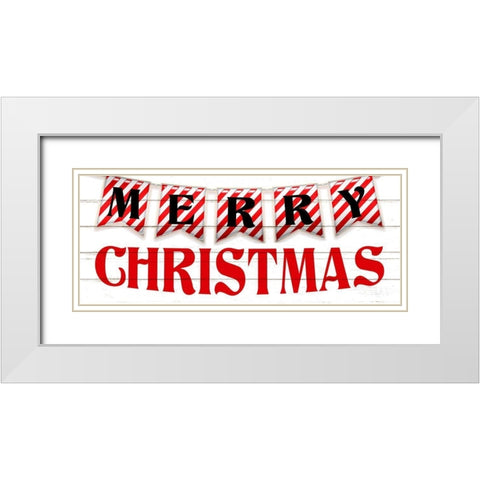 Merry Christmas Canes White Modern Wood Framed Art Print with Double Matting by Allen, Kimberly