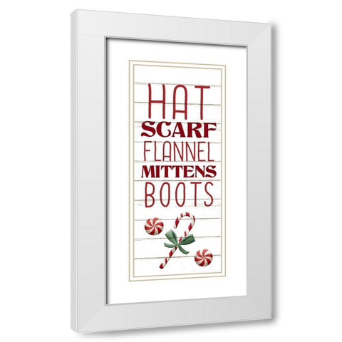 Hat and Scarf White Modern Wood Framed Art Print with Double Matting by Allen, Kimberly
