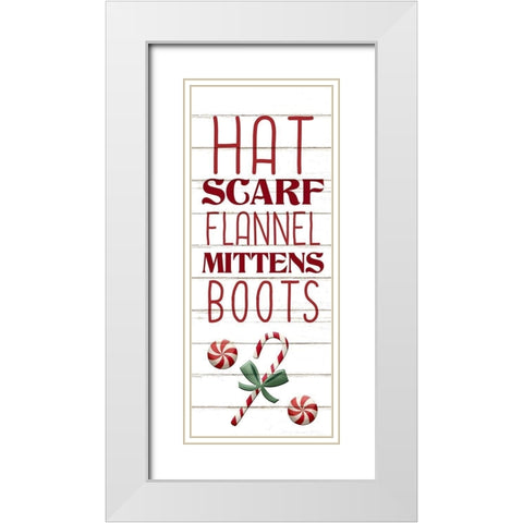 Hat and Scarf White Modern Wood Framed Art Print with Double Matting by Allen, Kimberly