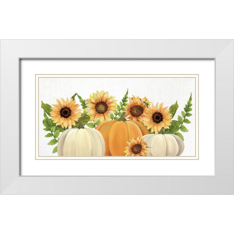 Sunflowers and Pumpkins White Modern Wood Framed Art Print with Double Matting by Allen, Kimberly