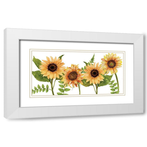 Sunflower Letters v2 White Modern Wood Framed Art Print with Double Matting by Allen, Kimberly