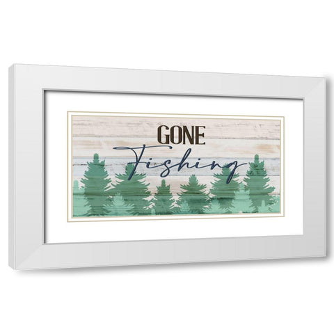 Gone Fishing White Modern Wood Framed Art Print with Double Matting by Allen, Kimberly