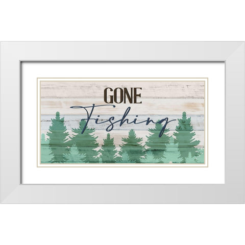Gone Fishing White Modern Wood Framed Art Print with Double Matting by Allen, Kimberly