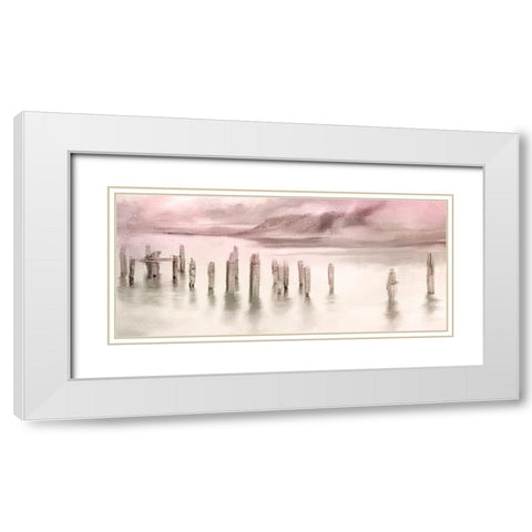 Broken Pier Sunset White Modern Wood Framed Art Print with Double Matting by Allen, Kimberly