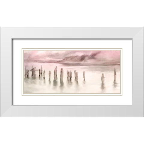 Broken Pier Sunset White Modern Wood Framed Art Print with Double Matting by Allen, Kimberly