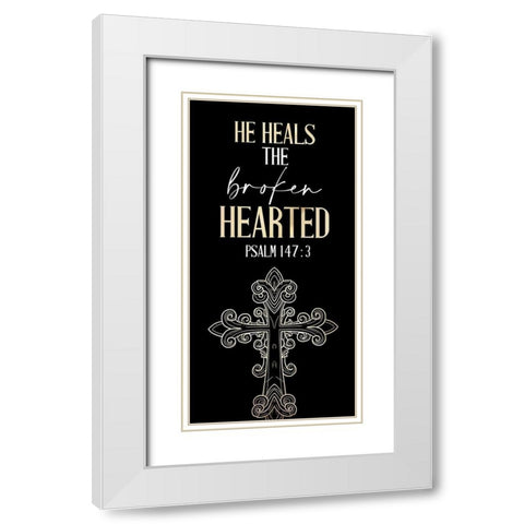 He Heals White Modern Wood Framed Art Print with Double Matting by Allen, Kimberly