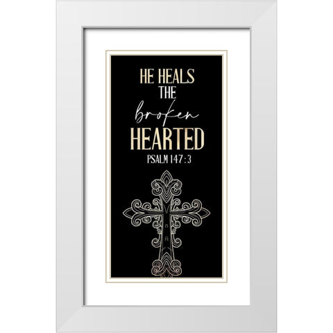 He Heals White Modern Wood Framed Art Print with Double Matting by Allen, Kimberly