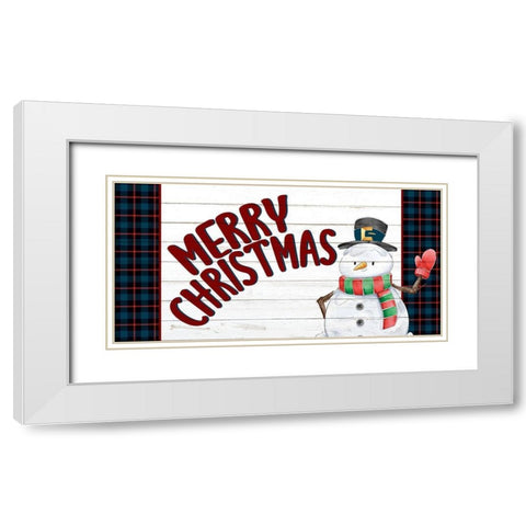 Merry Christmas Snowman White Modern Wood Framed Art Print with Double Matting by Allen, Kimberly