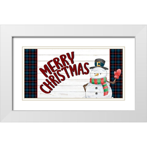 Merry Christmas Snowman White Modern Wood Framed Art Print with Double Matting by Allen, Kimberly