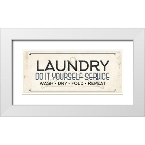 Do It Yourself Laundry White Modern Wood Framed Art Print with Double Matting by Allen, Kimberly