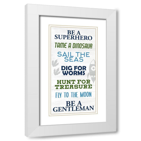 Boy Rules 1 White Modern Wood Framed Art Print with Double Matting by Allen, Kimberly