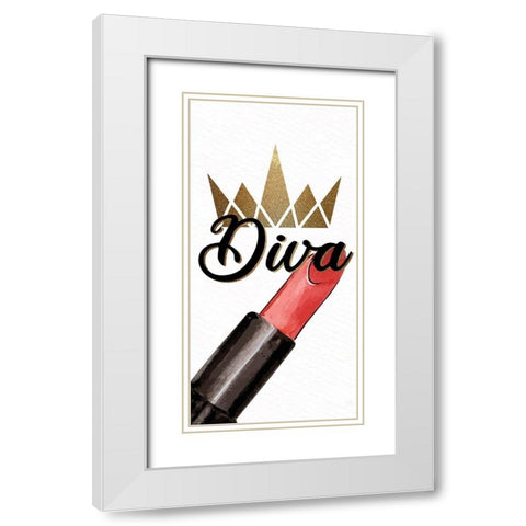 Diva 1 White Modern Wood Framed Art Print with Double Matting by Allen, Kimberly