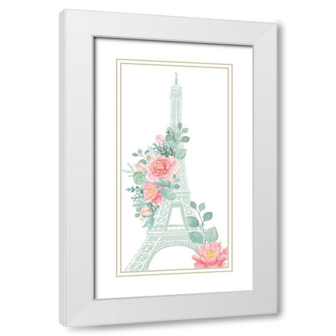 Mint Paris 1 White Modern Wood Framed Art Print with Double Matting by Allen, Kimberly