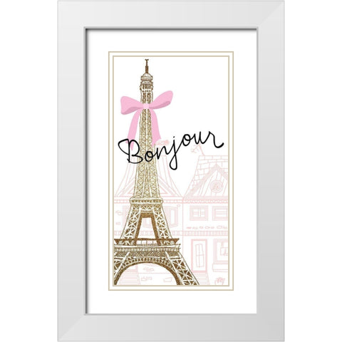 Paris Streets 1 White Modern Wood Framed Art Print with Double Matting by Allen, Kimberly