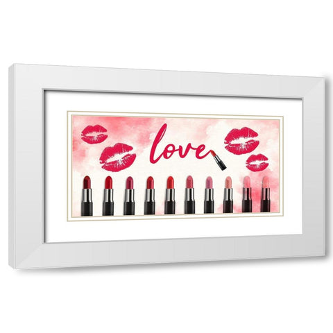 Love Lipstick V2 White Modern Wood Framed Art Print with Double Matting by Allen, Kimberly