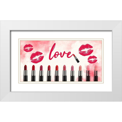 Love Lipstick V2 White Modern Wood Framed Art Print with Double Matting by Allen, Kimberly