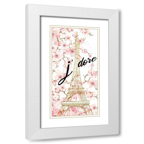 Jadore Blossoms V2 White Modern Wood Framed Art Print with Double Matting by Allen, Kimberly