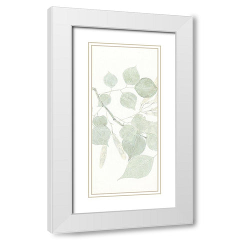 Soft Leaves 1 White Modern Wood Framed Art Print with Double Matting by Allen, Kimberly