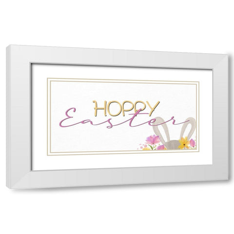 Hoppy Easter White Modern Wood Framed Art Print with Double Matting by Allen, Kimberly