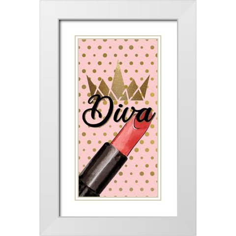 Diva 1 V3 White Modern Wood Framed Art Print with Double Matting by Allen, Kimberly