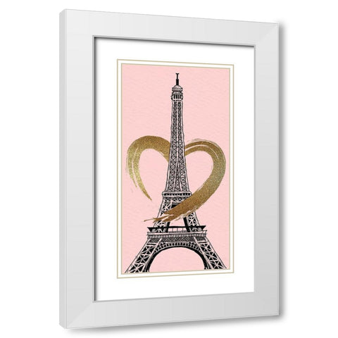 Paris Heart 1 White Modern Wood Framed Art Print with Double Matting by Allen, Kimberly