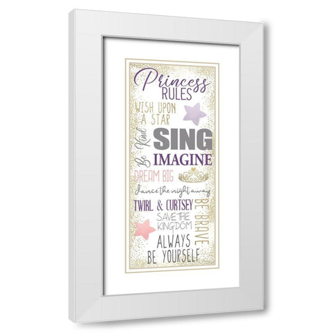 Princess Rules A White Modern Wood Framed Art Print with Double Matting by Allen, Kimberly
