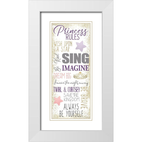 Princess Rules A White Modern Wood Framed Art Print with Double Matting by Allen, Kimberly