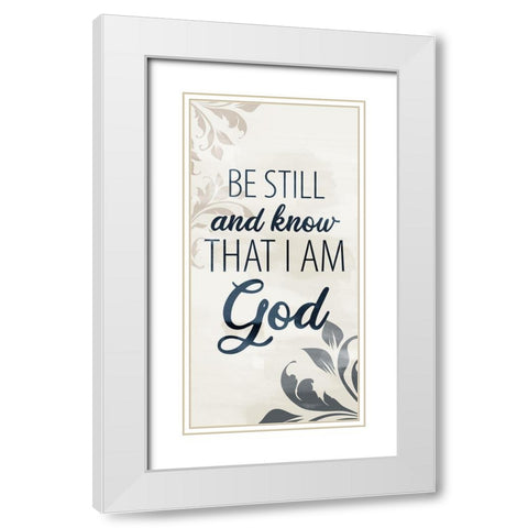 Be Still Bath 1 V2 White Modern Wood Framed Art Print with Double Matting by Allen, Kimberly