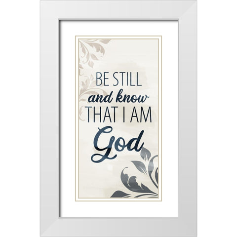 Be Still Bath 1 V2 White Modern Wood Framed Art Print with Double Matting by Allen, Kimberly