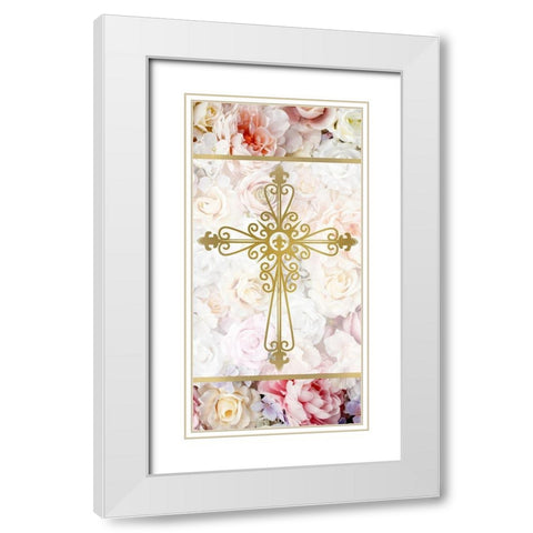 Faith Hope Floral 1 White Modern Wood Framed Art Print with Double Matting by Allen, Kimberly