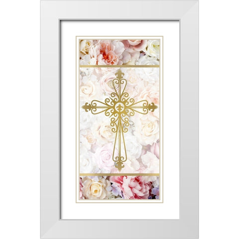 Faith Hope Floral 1 White Modern Wood Framed Art Print with Double Matting by Allen, Kimberly