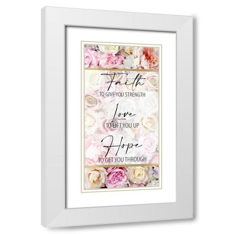 Faith Hope Floral 2 White Modern Wood Framed Art Print with Double Matting by Allen, Kimberly