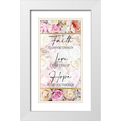 Faith Hope Floral 2 White Modern Wood Framed Art Print with Double Matting by Allen, Kimberly