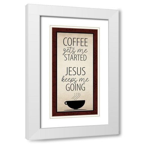 Coffee Get Me 1 White Modern Wood Framed Art Print with Double Matting by Allen, Kimberly