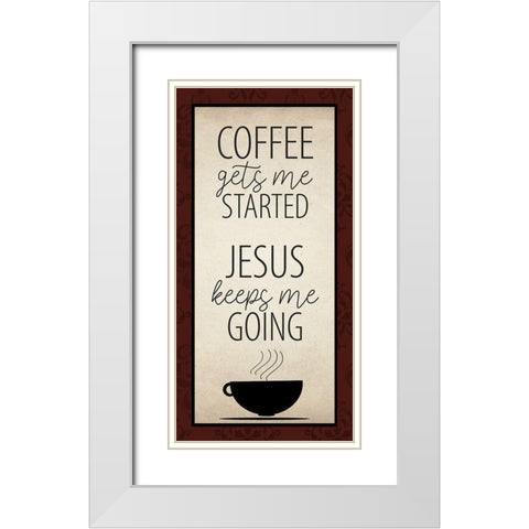 Coffee Get Me 1 White Modern Wood Framed Art Print with Double Matting by Allen, Kimberly