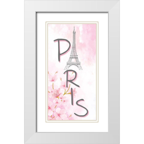 Cherry Blossom Paris 1 White Modern Wood Framed Art Print with Double Matting by Allen, Kimberly