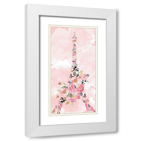 Paris Blooms 1 White Modern Wood Framed Art Print with Double Matting by Allen, Kimberly