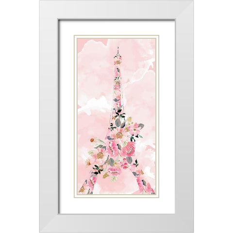 Paris Blooms 1 White Modern Wood Framed Art Print with Double Matting by Allen, Kimberly
