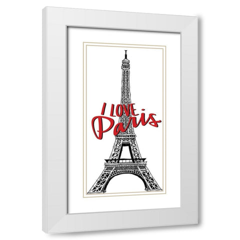 Paris Idea Love 1 White Modern Wood Framed Art Print with Double Matting by Allen, Kimberly
