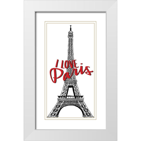 Paris Idea Love 1 White Modern Wood Framed Art Print with Double Matting by Allen, Kimberly