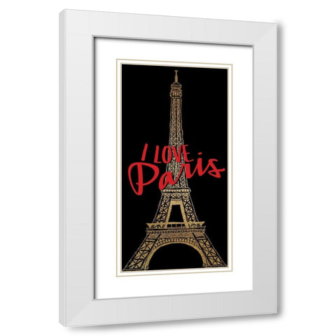 I Love Paris 1 White Modern Wood Framed Art Print with Double Matting by Allen, Kimberly