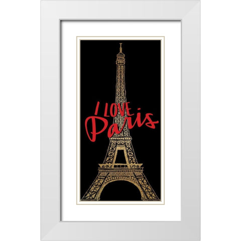 I Love Paris 1 White Modern Wood Framed Art Print with Double Matting by Allen, Kimberly